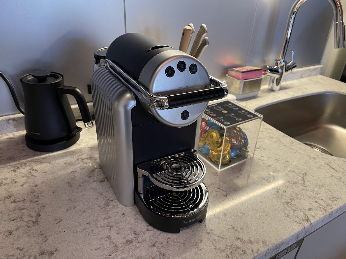 車が入ったガレージ付きの住宅