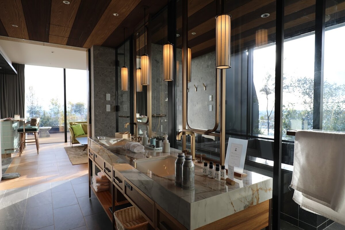 GREENITY IWATA：サウナと洗面台がある室内の写真