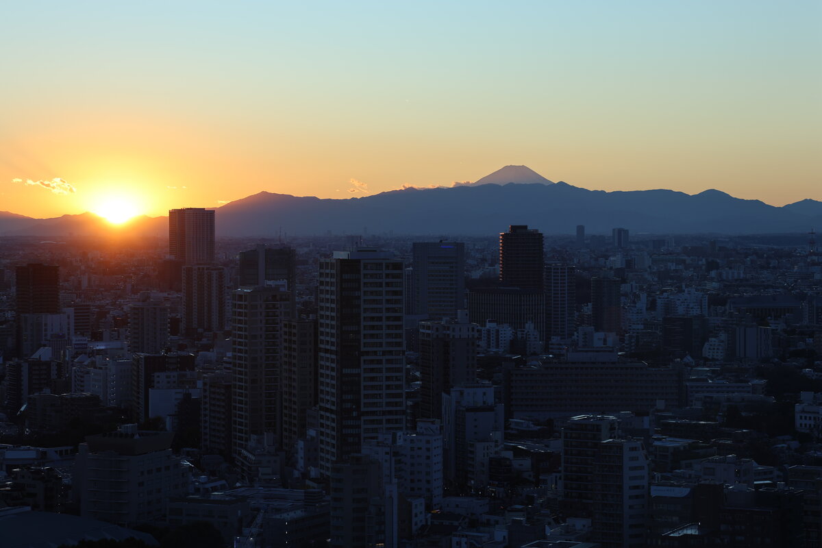 jw マリオット・ホテル東京：夕陽が沈んでいきます